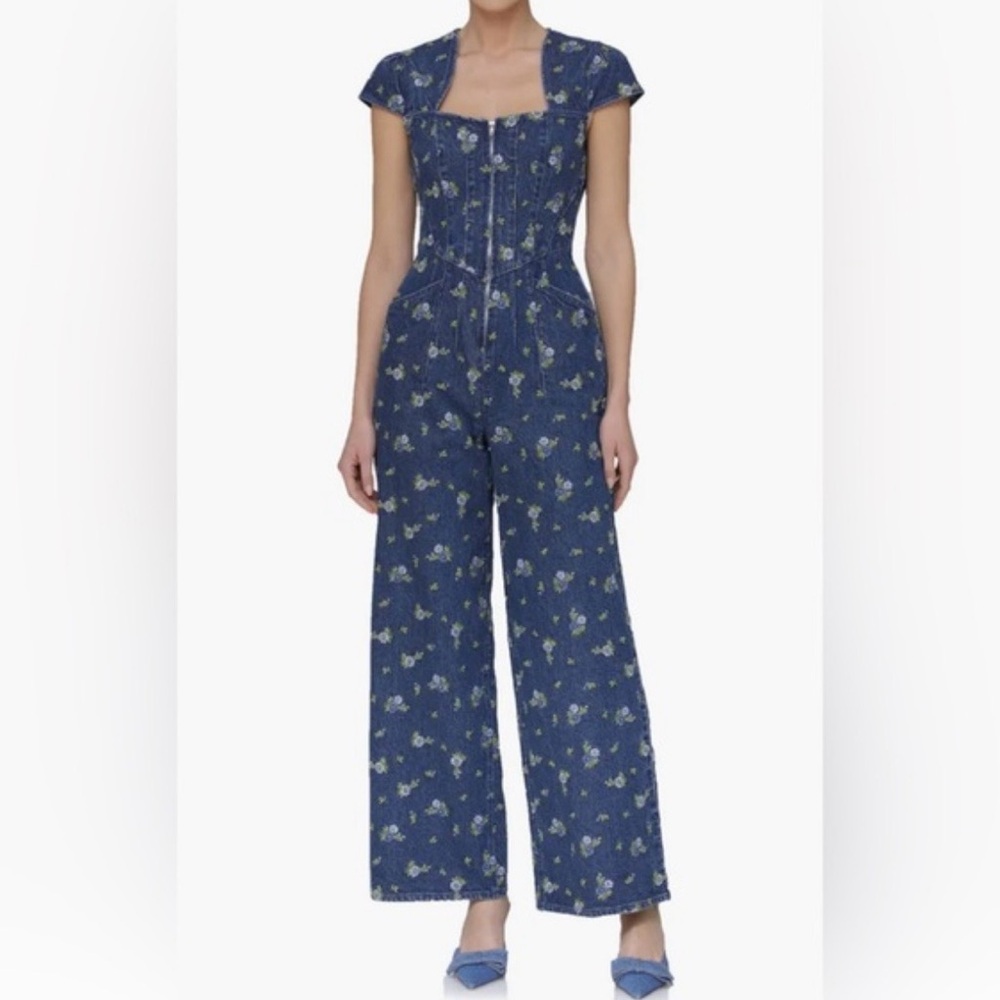 AVEC LES FILLES Floral Cap Sleeve Corset
Denim Jumpsuit
